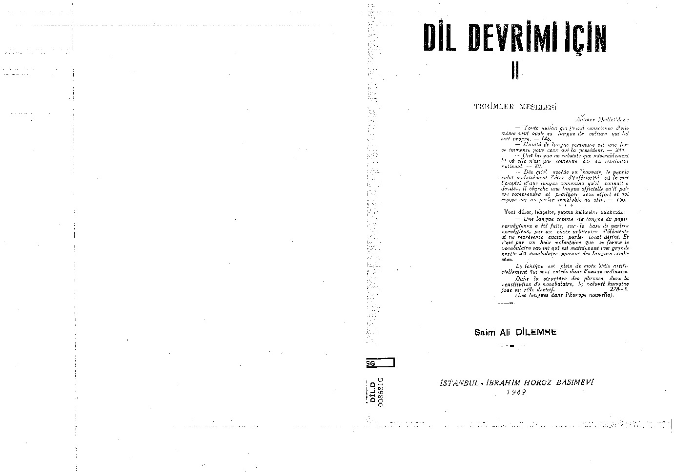 Dil Devrimi Ichin 2 Sami Ali Dilemre 1949 34s