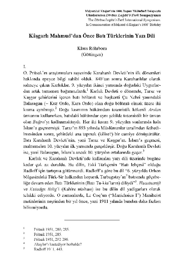Qaşgaylı Mahmuddan Önce Batı Türklerinin Yazı Dili Klaus Röhrborn -8s