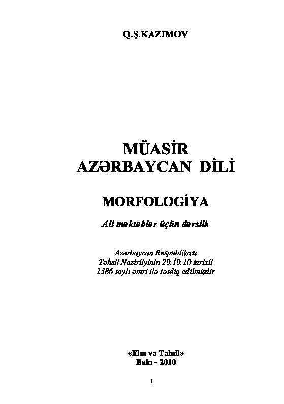 Çaghdaş Azerbayacan Türkcesi-Morfolojya-Q.Ş.Kazımo 2010 399