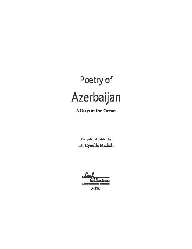 Poetry of Azerbaijan Drop in the Ocean-Eynulla Madali-Ingilizce-2010-353s