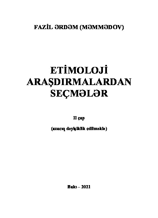 Etimoloji Araşdırmalardan Seçmeler-Fazil Erdem (Memmedov)-Baki-2021-144s