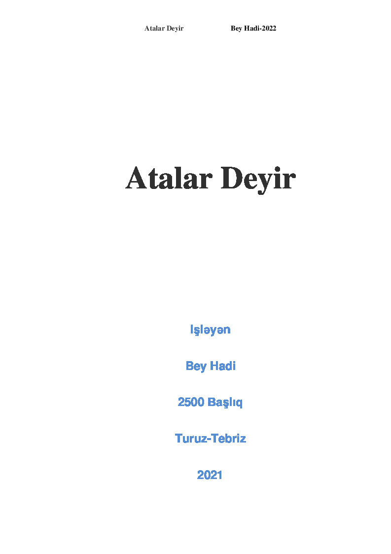 Atalar Deyir-Bey Hadi-2500-Başlıq-Latin-2022-137s