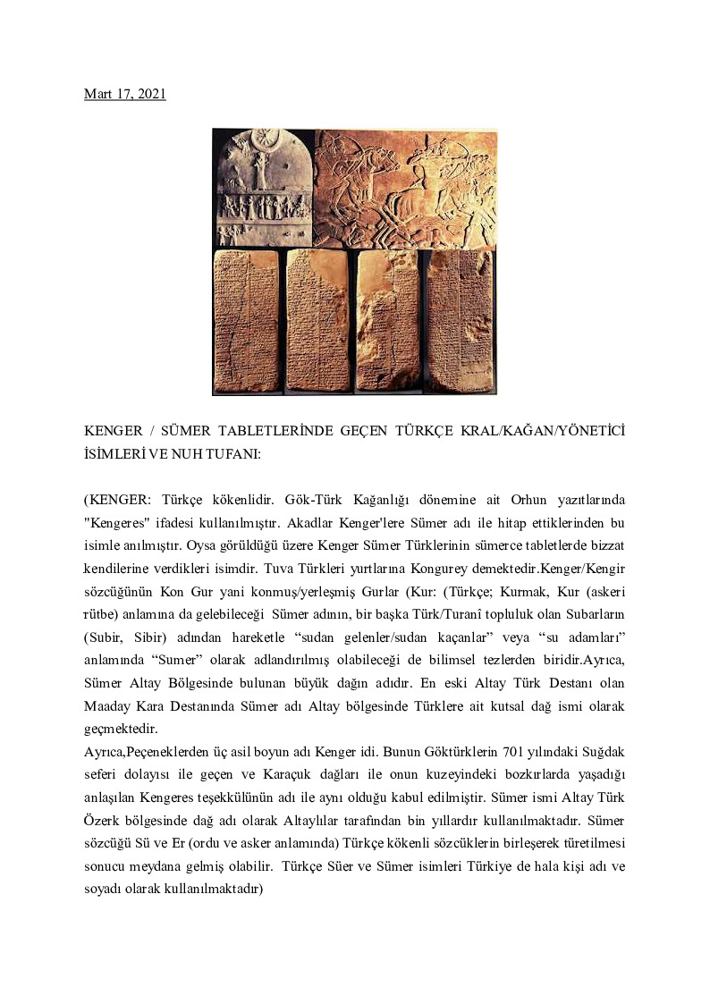 Kenger Sumer Tabletlerinde Keçen Türkce Qağan Isimleri Ve Nuh Tufanı-Fateh Mehmed Yiğid-59s