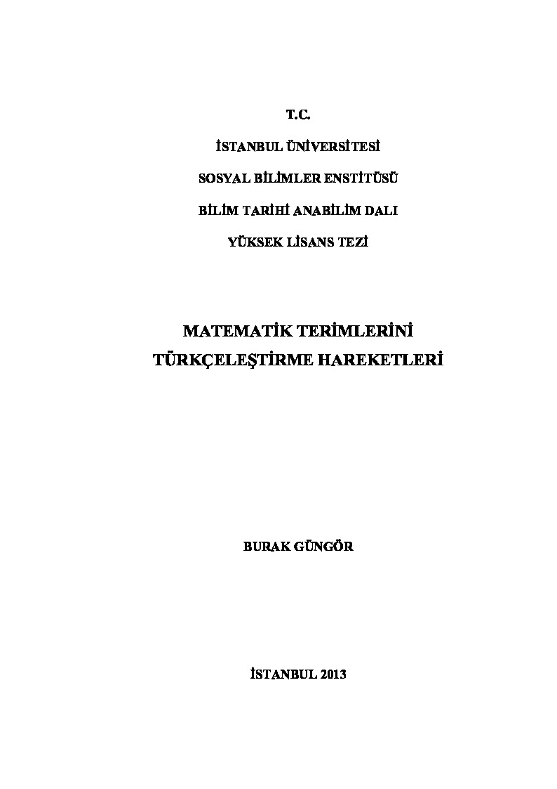 Matimatik Terimlerin Türkceleşdirme Hereketleri-Buraq Güngör-2013-149s