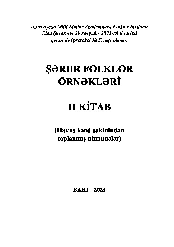 Şerur Folklor Örnekleri-II-Baki-Leman Vaqifqızı-Süleymanova-2023-304s
