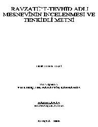 Ravzatut tevhid adlı mesnevinin incelenmesi ve tenqidli metni-kezban gündüz-konya-2006-841s