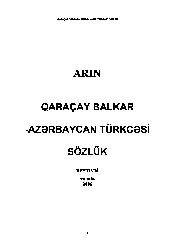 Arın-Qaraçay Balkar – Azərbaycan türkcəsi sözlük-*bey hadi