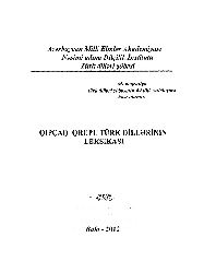 Qıpçaq Qurupu Türk Dillerinin Leksikası-Baki-Türk Dilleri Bölümü-2012-468s