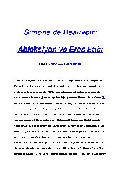 Abjeksiyon Ve Eros Etiği-Simone De Beauvoir-40s