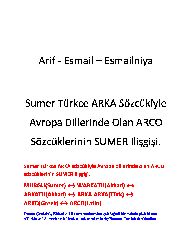 Arif Ismayıl Ismayılniya_Sumer Türkce ARKA sözcüqiyle Avropa dillerinde olan ARCO sözcüklerinin SUMER ilişgisi