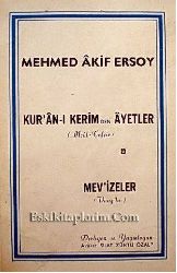 Qurani Kerimden Ayetler Mevizeler-Meal-Tefsir-Suat Zühtü Özalp-Ankara-1968-240s